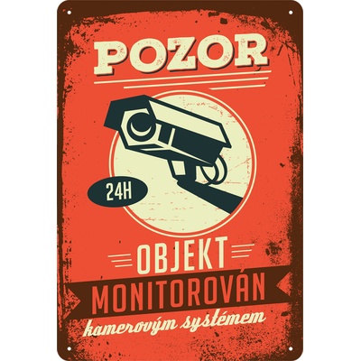 Plechová cedule Objekt monitorován 20x30cm