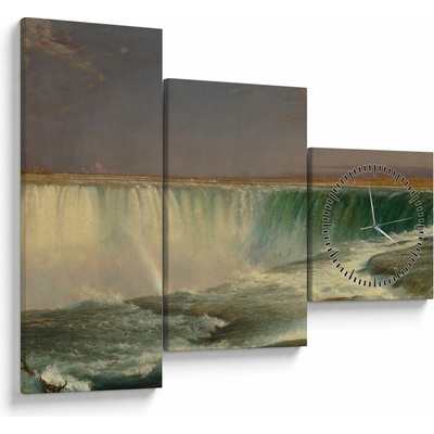 Obraz - Frederic Edwin Church, Niagara, reprodukcia (s hodinami), trojdielne 90x70 cm s hodinami