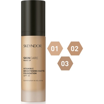Skeyndor Skincare make-up Vitamin C Brightening Matte SPF30 rozjasňující a matující make-up pro smíšenou a mastnou pleť 02 30 ml