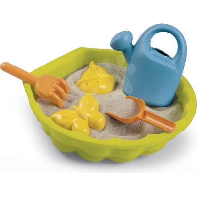 Smoby Pískoviště mušle s bábovičkami Mini Sand Pit s konvičkou a lopatka s hrabičky 35 cm pro malé prostory od 18 měsíců