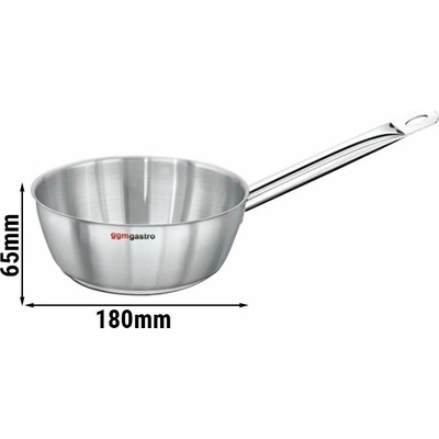 G.Gastro Soté pánev s rukojetí - Nerezová ocel (AISI 304), saténový povrch, sendvičové dno - kónický tvar - 1 l - 18 cm - Výška: 8,4 cm - 189x398x84 mm - D9777213