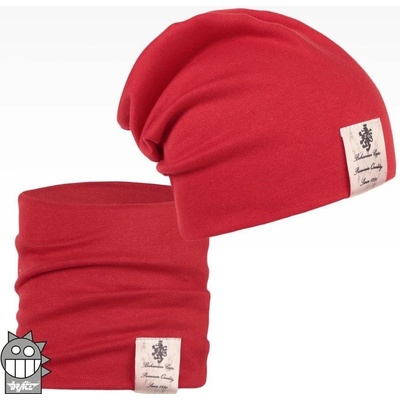 Dráče Dětský set čepice+nákrčník Ba58 B17 červená