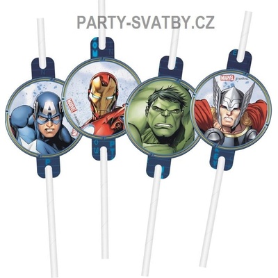 Procos EKO papírová brčka Avengers Marvel 4 ks