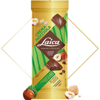 Laica mliečna čokoláda plnená krémom z lieskových orieškov 100 g