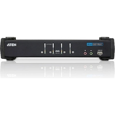 Aten CS-1764A DataSwitch elektronický 4:1 (kláv.,DVI,myš,audio) USB + 2 USB periferie – Hledejceny.cz