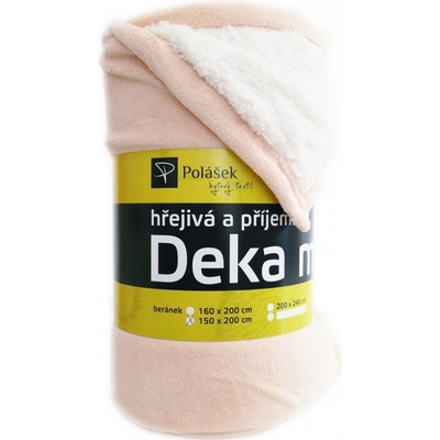 Polášek Deka mikroplyš s beránkem bílá káva 150x200