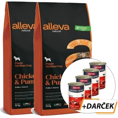 Alleva Natural Puppy Medium Chicken and Pumpkin 12 kg