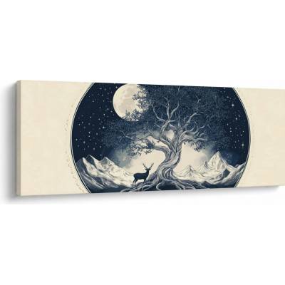 Obraz - Magický strom s jelenem I., jednodílný 145x58 cm