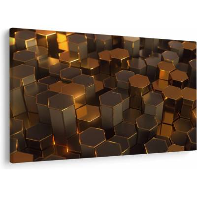 Obraz - Bronzové hexagony, jednodílný 150x100 cm