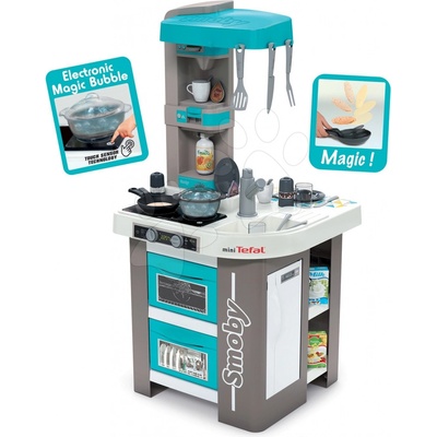 Smoby Kuchyňka elektronická Tefal Studio 360° Bubble tyrkysová s magickým bubláním a 28 doplňků