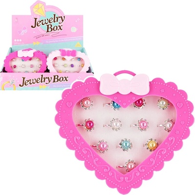 CreativeToys Dětské prstýnky v srdíčkovém boxu (12 ks)