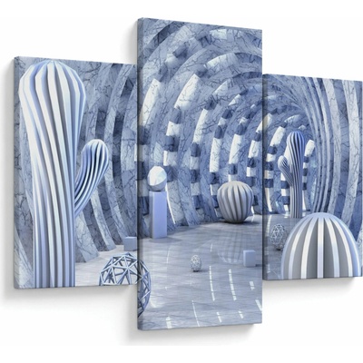 Obraz - 3D abstrakcia, trojdielne 90x60 cm