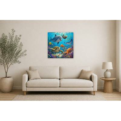 Obraz na plátně – Veselí podmořští kamarádi mezi korály 80 × 80 cm – Hledejceny.cz