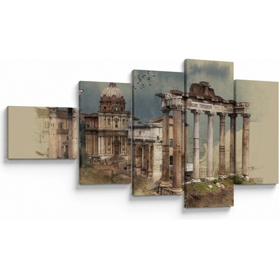 Obraz - Forum Romanum, Řím, Itálie, pětidílný 110x60 cm