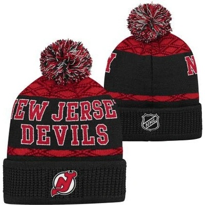 Outerstuff Dětská zimní čepice New Jersey Devils NHL Puck Pattern Cuffed Pom