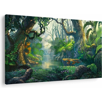 Obraz - Ilustrácia tropického lesa, jednodielne 150x100 cm