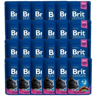 Brit Premium Cat kuracie mäso a morčacie vrecko 24 x 100 g