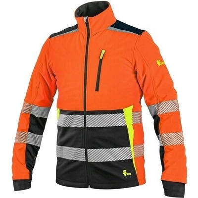 CXS BENSON HI VIS výstražná softshellová bunda oranžová ČIERNA