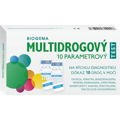 Biogema multidrogový test 10 parametrový na rýchlu diagnostiku 10 drog v moči 2 ks