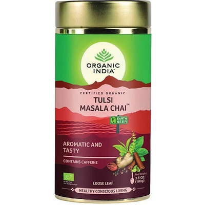 Organic India Tulsi Masala Chai sypaný čaj energia, vitalita, trávenie kofeín 100 g