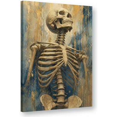 Obraz na plátně – Lidská kostra na modro-béžovém pozadí 60 × 90 cm