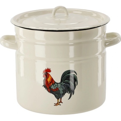 Pro-Tech shop Smaltovaný hrnec s motivem kohouta krémový 12l 26cm 81320