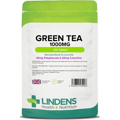 Lindens Health + Nutrition Zelený čaj 1000 mg 100 tabliet
