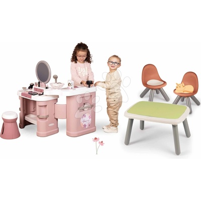 Smoby Set kosmetický stolek s elektronickým fénem My Beauty Center 3v1 a stolek se dvěma židlemi