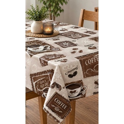 Obrus PVC DOW562, metráž, 20 m x 140 cm, moderný kávový motív, IMPOL TRADE