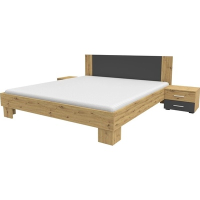 Sconto Meria s nočnými stolíkmi dub artisan/antracitová