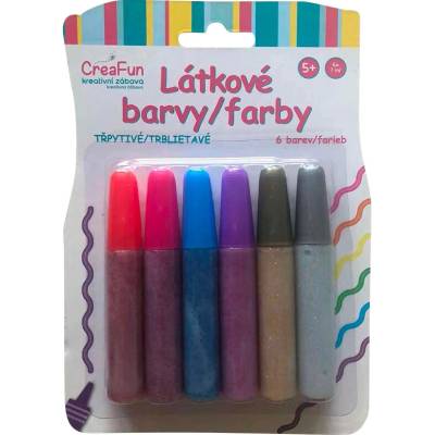 Sparkys CreaFun textilné farby s trblietkami sada 6 x 42 ml