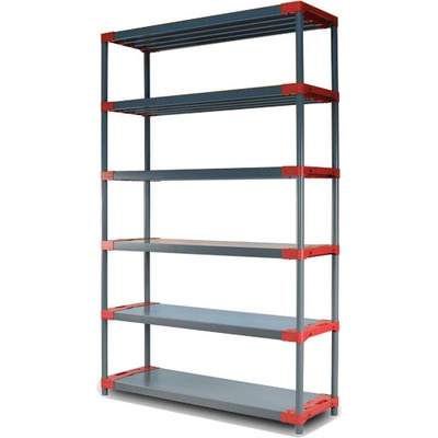 Tvujregal Regál plastový JUPITER-6 222x120x46 PVC červený/zelený Povrchová úprava: Červená