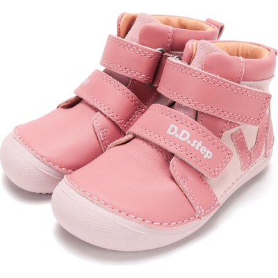 DDstep Kožené barefoot boty A063-62725D Strawberry