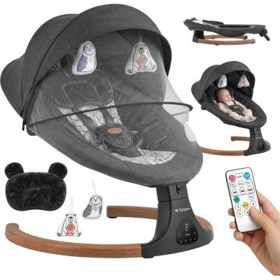 Lehátko TULANO automatické houpání šedo-stříbrné
