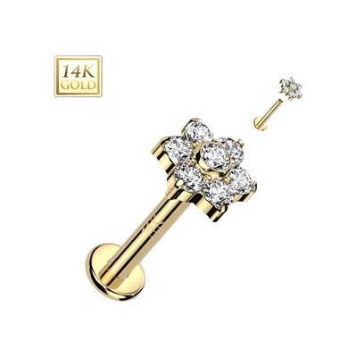 Šperky4U zlatý piercing do brady labreta ZL01248-1208-YG
