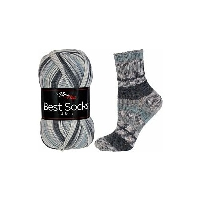 Vlna-hep Příze Best socks 7306 černo-šedá