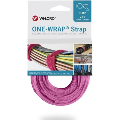 VELCRO® Kabelbinder Popruh se suchým zipem (d x š x v) 200 x 20 x 40 mm růžová 1 ks