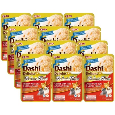 Dashi Delights Delicate Flakes Kuře s tuňákem a lososem 12 x 40 g