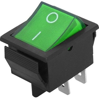 Vypínač kolébkový 12V/35A ON-OFF zelený MK621 (30x22mm)