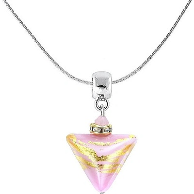 Lampglas Romantický náhrdelník sweet rose triangle s 24-karátovým zlatom v perle NTA9