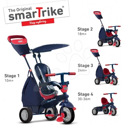 Smart Trike 6402502 SHINE 4v1 TouchSteering modrá červená s tlmičom a 2 taškami modro červená