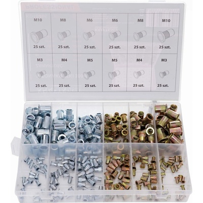 Kraft-Dele Velká sada nýtovacích matic M3–M10 30 v organizéru Kraft&Dele KD10486