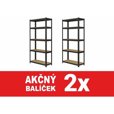Výpredaj-regálov.sk Regál 200 x 120 x 50 cm 5 polic čierny 2 ks