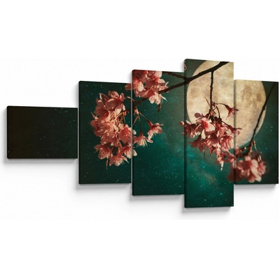 Obraz - Sakura v splne, päťdielne 110x60 cm