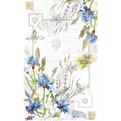 Rýžový papír 54x33 MODRÉ KVĚTINY - Rice Paper 54x33 FLOWERS BLUE