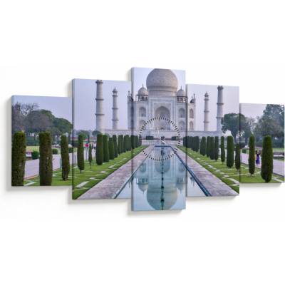 Obraz - Taj Mahal za východu slunce (s hodinami), pětidílný 150x80 cm s hodinami – Hledejceny.cz