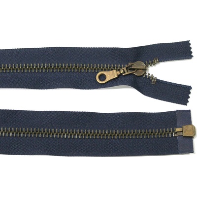 WICO Kovový zip no.8 rozepínací 80cm tmavě modrý (staromosazné zoubky) silný zip