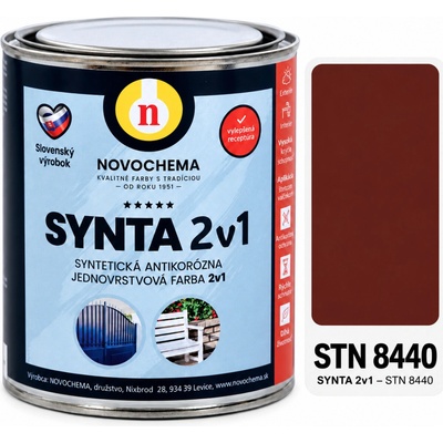Synta 2v1 Jednovrstvová antikorózna farba 8440 červenohnedá 0,75 kg