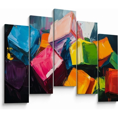 Obraz - Barevné krychle, pětidílný 125x90 cm