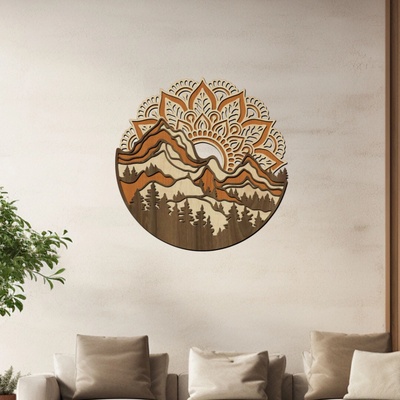 dřevo života 3 vrstvá mandala HORY Zvolte rozměr šxv (cm): 40x40, Zvolte barvu dekoru: Ořech-Javor-Třešeň